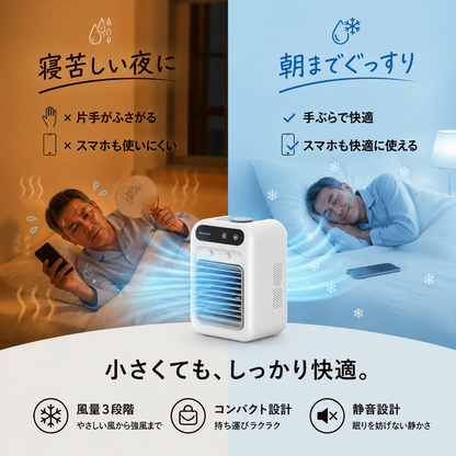RIN 凛｜USB卓上ミスト冷風機 ─ 水の力で、ひんやり快適空間